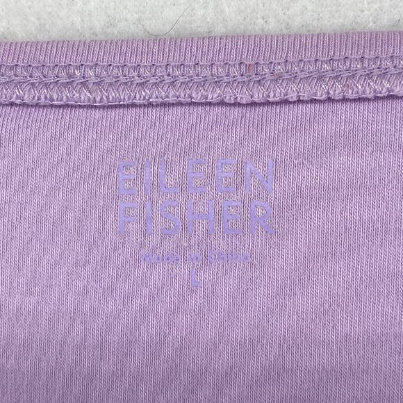 EILEEN FISHER Top L Cotton Interlock Jersey Round Neck 3/4 Sleeve Basic Purple - Picture 5 of 11